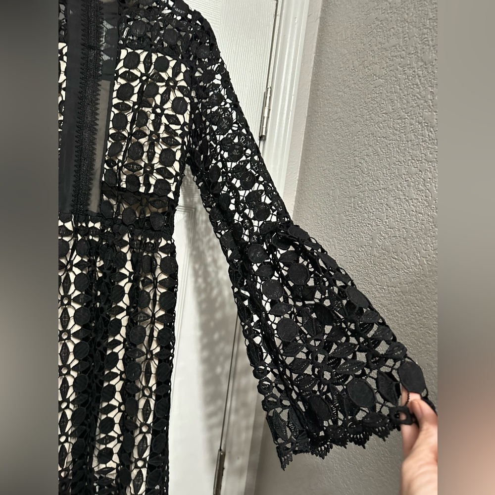 Lace Openwork Mock Neck Mini Dress - Picture 7 of 13